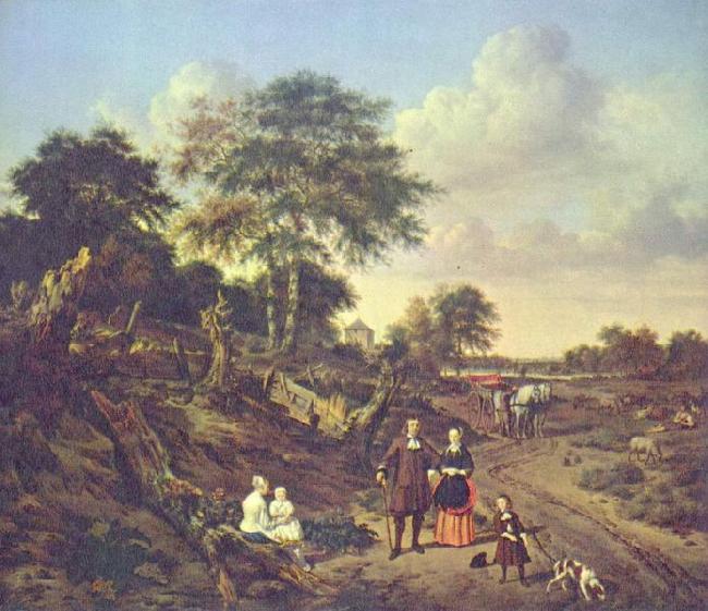 Esaias Van de Velde Portrait of a couple with two children and a nursemaid in a landscape Sweden oil painting art